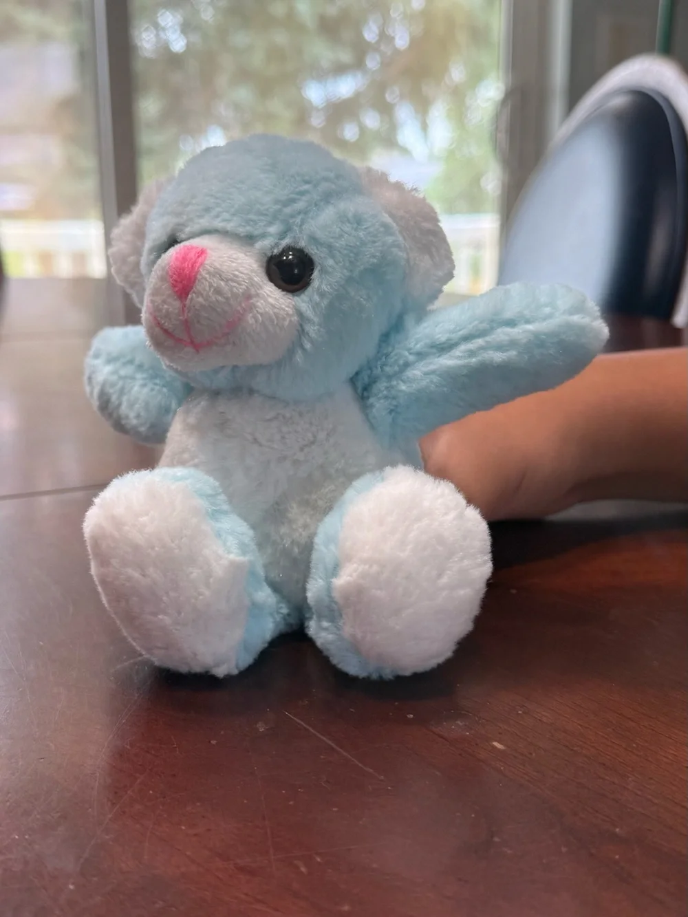 Blue and White Plush Teddy Bear - Soft Small Stuffed Animal